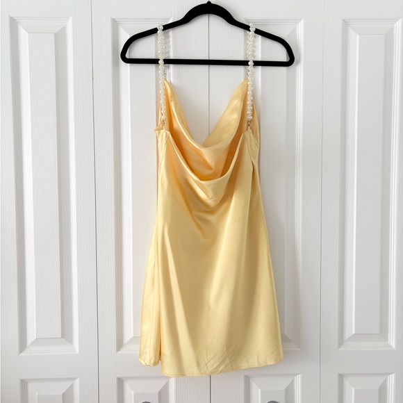 Beginning Boutique Yellow Satin Mini Dress - Picture 4 of 7
